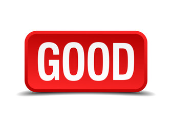 Good red 3d square button on white background