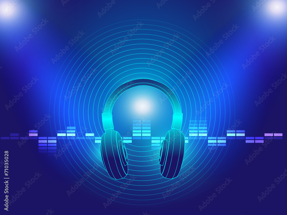 Wall mural headphone techno background vector illustration