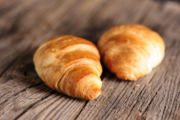 Croissants on a wooden table