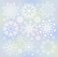 Fototapeta na wymiar .Collection of snowflakes (set of snowflakes) illustration.