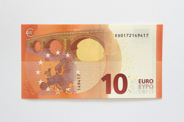Rückseite neuer Zehn Euro Geldschein aus der Europa-Serie