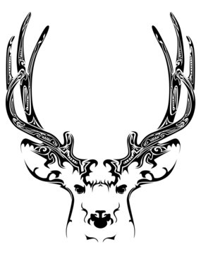 Abstract deer head tribal tattoo