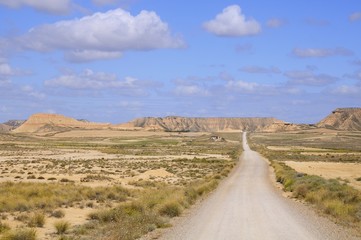 Fototapeta na wymiar Road in desert - Bardenas Reales - Spain