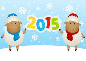 Funny sheep with 2015 number