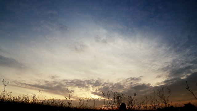 Beautiful racing clouds and sunrise.