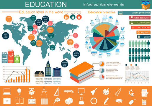 Education school infographics. Set elements for creating your ow