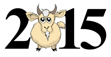 2015 year hand drawn background with a goat