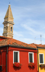 Obraz premium bell tower of BURANO near Venice in Italy