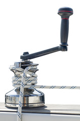 Winch with line on white background