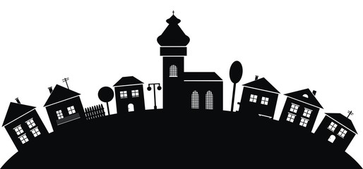 village, black silhouette