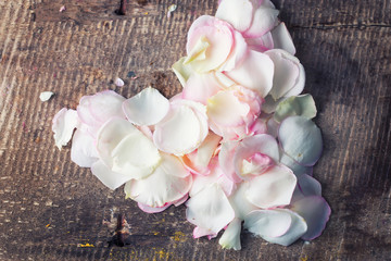 Heart from roses petals