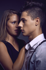 Fashion portrait of young beautiful couple
