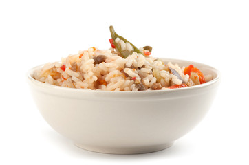 Fototapeta na wymiar A plate of rice with vegetables
