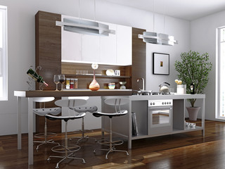 Wohnküche mit Küchenblock