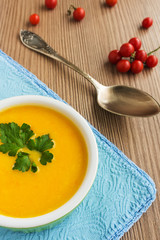 Portion of freshly made Carrot Cream Soup