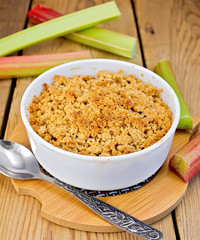Crumble with rhubarb on board