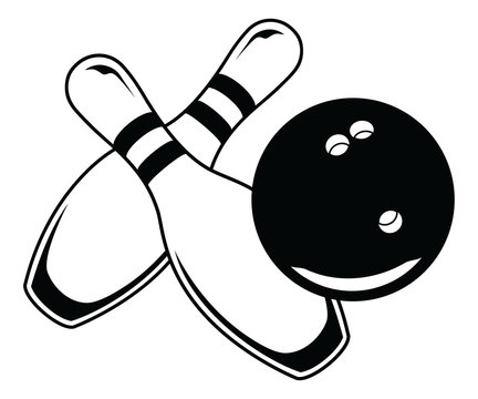 Bowling Ball With Two Pins - Graphic Style
