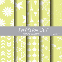 soft green nature pattern set