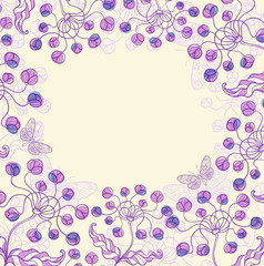 Naklejka premium Decorative violet floral frame
