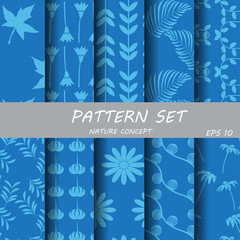 Blue and Blue nature pattern set