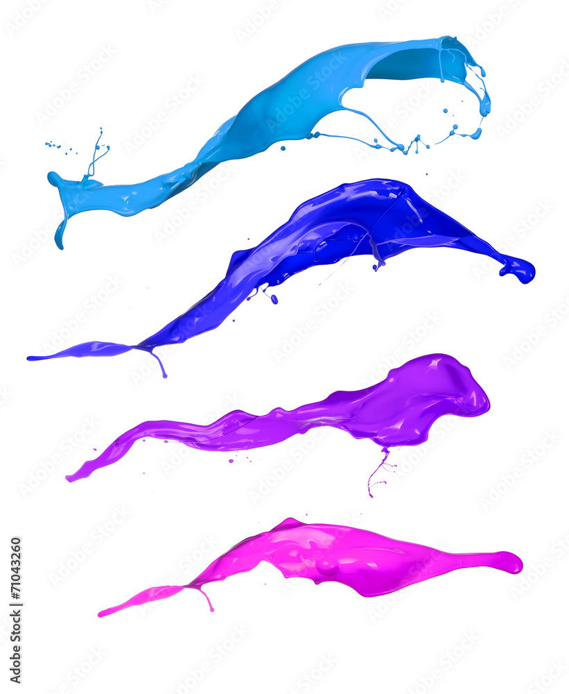 Poster colored splashes isolated on white background