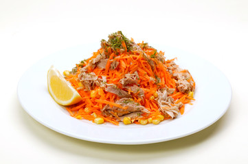 Carrots witn tuna corn beans lemon seasoning