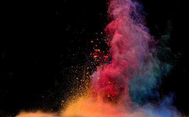 Panele Szklane Podświetlane  colored dust explosion on black background