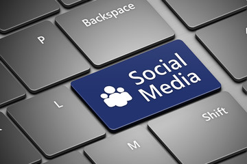 Fototapeta premium computer keyboard with social media button