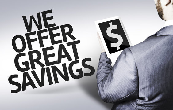 Business Man With The Text We Offer Great Savings