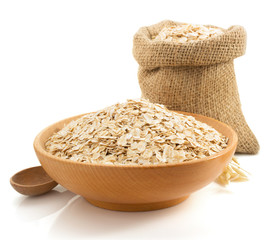 bowl of oat flake on white
