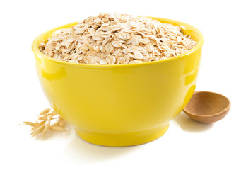 bowl of oat flake on white