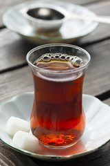 Cup of hot black turkish tea