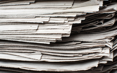Closeup of stack of newspapers