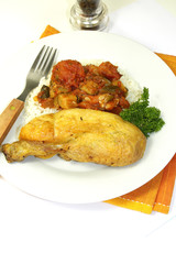 riz, ratatouille et poulet