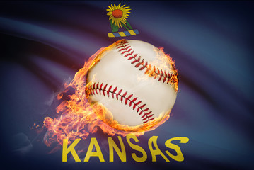 Baseball ball with flag on background series - Kansas