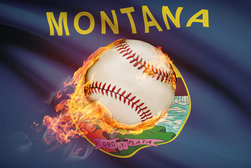 Baseball ball with flag on background series - Montana