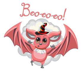 Bat halloween hat on a white background. Vector illustration.