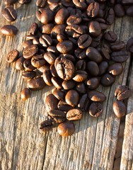 coffee beans on wooden background