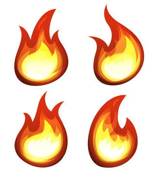 Cartoon Fire And Flames Set