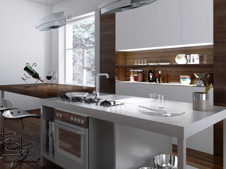 Wohnküche mit Küchenblock