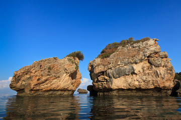 Fototapeta na wymiar stones in water in Porto Zoro beach, Zakynthos, Greece