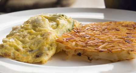 artichoke omelet with hash browns