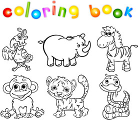 Fototapeta premium animals wild set second coloring book