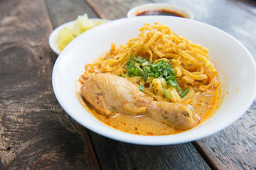 Noodle Khao soi , Thai food background