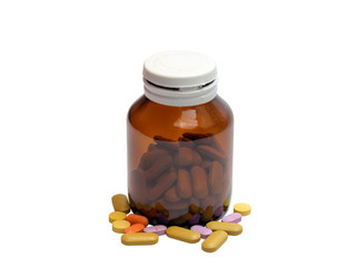 Tablet bottle isolated on white