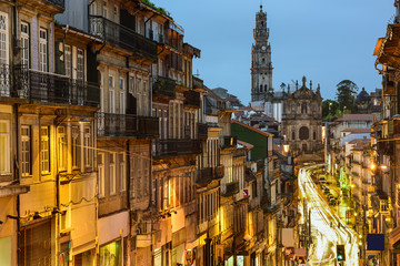 Porto, Portugal Cityscape Viewed Towards Clerigo Church