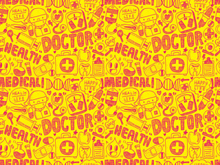 seamless doodle medical pattern