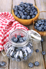 Fresh blueberries on wooden table