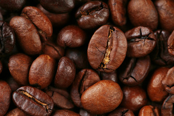 Roasted coffee beans background texture