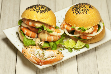 Delicious shrimp burgers